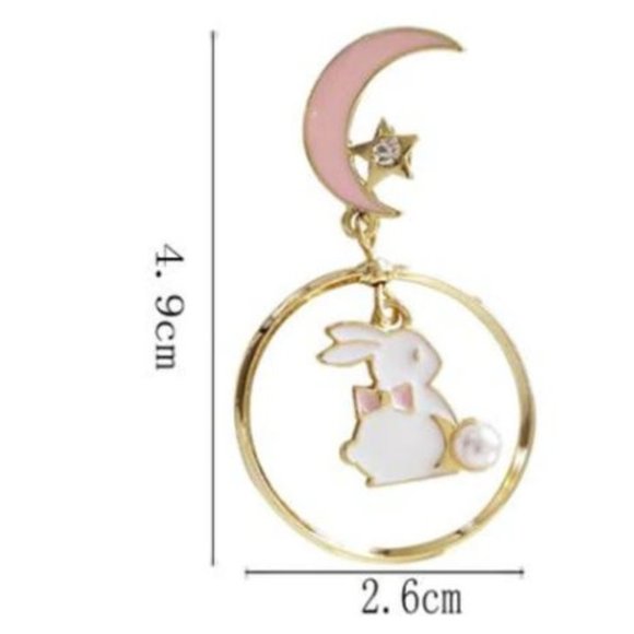 Bunny Pearl Round Earrings - Pink - Picture 4 of 5